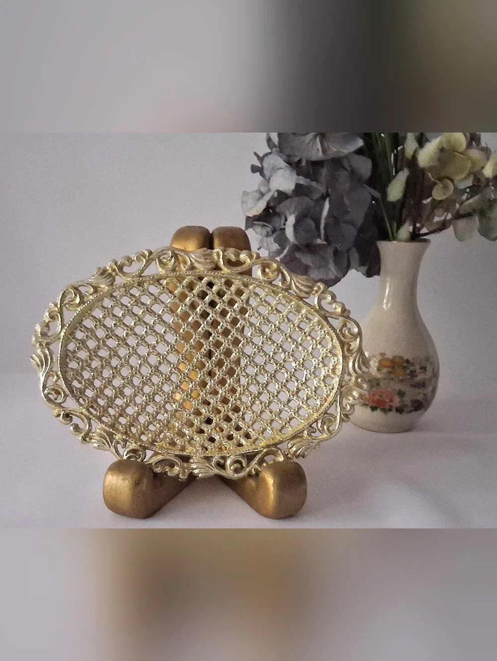 1968 American Tack & Howe Gold Plated Soap Dish - Footed